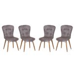 Casa si Gradina/Mobilier/Scaune si fotolii/Scaune - Scaune set 4 happy life gri, picioare lemn, tapitat, stofa, 47 x 42 x 88 cm, ArteLemn - Infinity.ro