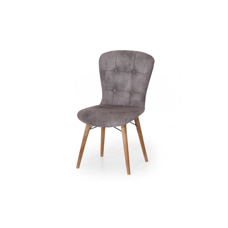 Casa si Gradina/Mobilier/Scaune si fotolii/Scaune - Scaune set 4 happy life gri, picioare lemn, tapitat, stofa, 47 x 42 x 88 cm, ArteLemn - Infinity.ro