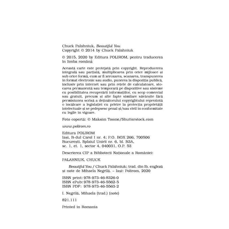 Carti si Birotica - Carti - Fictiune - Beautiful You, Chuck Palahniuk - Infinity.ro