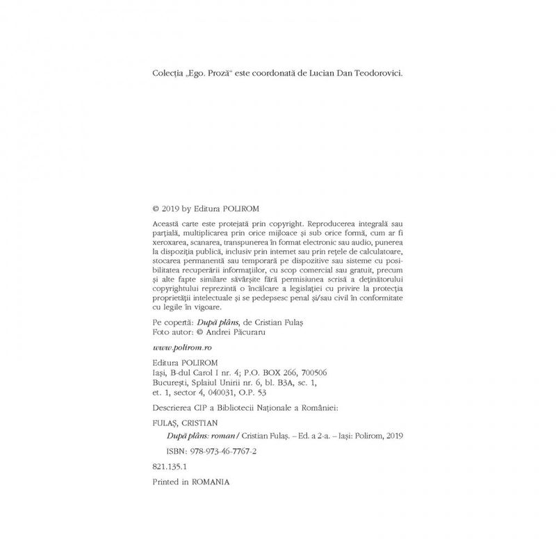 Carti si Birotica - Carti - Fictiune - Dupa plans - Cristian Fulas, ed. 2019 - Infinity.ro
