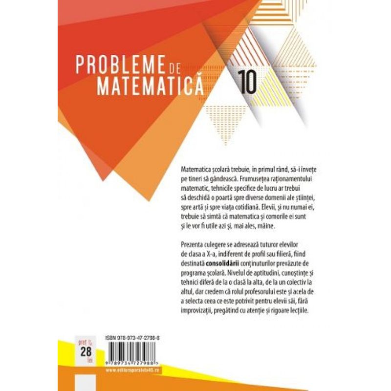 Carti si Birotica - Carti - Manuale si auxiliare scolare - Culegeri auxiliare - Probleme de matematica cl. a X-a, editia 7. 2019-2020, Lucian Dragomir, Adriana Dragomir, Ovidiu Badescu - Infinity.ro