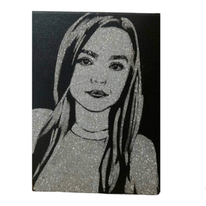 Tablou personalizat cu sclipici argintiu, handmade, 30x40 cm - o persoana