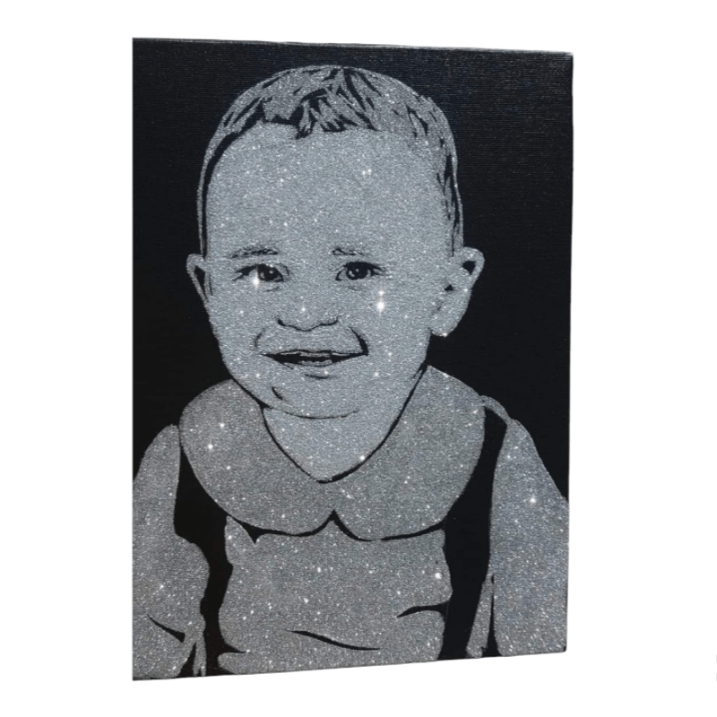 Casa si Gradina - Decoratiuni - Tablouri - Tablou personalizat cu sclipici argintiu, handmade, 30x40 cm - o persoana - Infinity.ro