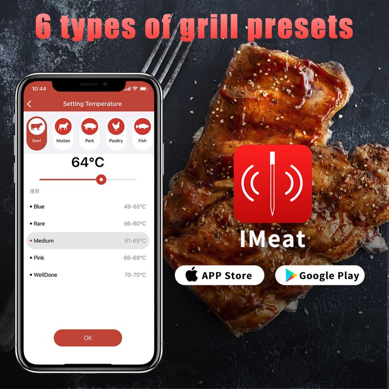 Casa si Gradina - Bucatarie si vesela - Ustensile bucatarie - Ustensile de masurat de bucatarie - Termometru bucatarie pentru gatit, bluetooth ,folosit in cuptor, gratar, carne, reincarcabil - Infinity.ro