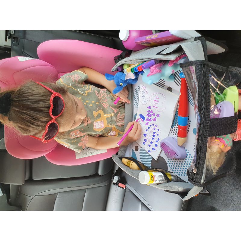 Jucarii, Copii si Bebe - Jucarii si jocuri - Jucarii & jocuri educative - Jocuri si jucarii educative - Organizator pentru copii tip masa, cu centura, diverse buzunare si suporturi, gri - Infinity.ro