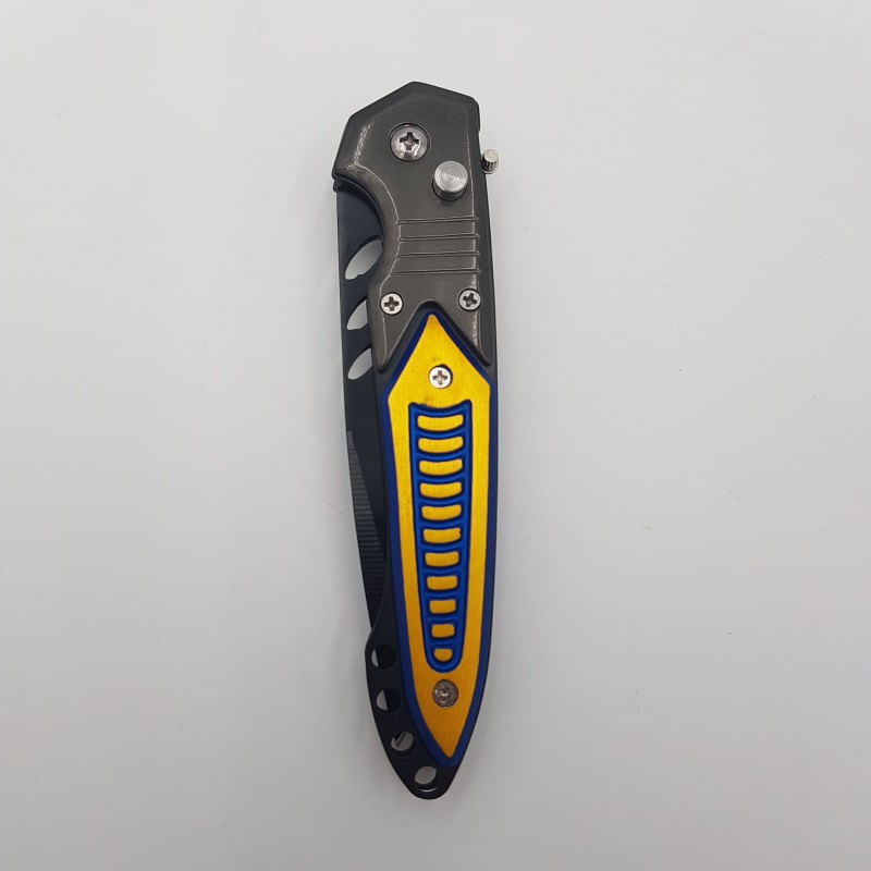 Sport si Outdoor - Camping - Cutite, bricege si accesorii - Cutite si bricege - Cutit briceag automat cu buton, Dalimag, 21 cm, auriu, cutie - Infinity.ro