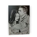 Casa si Gradina - Decoratiuni - Tablouri - Tablou personalizat cu sclipici cu poza ta, de familie, handmade, 100x80 cm, 3 persoane - Infinity.ro