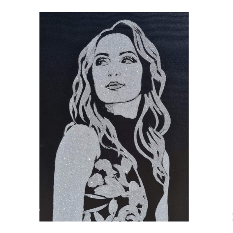 Casa si Gradina - Decoratiuni - Tablouri - Tablou personalizat cu sclipici argintiu, handmade, 100x80 cm - o persoana - Infinity.ro