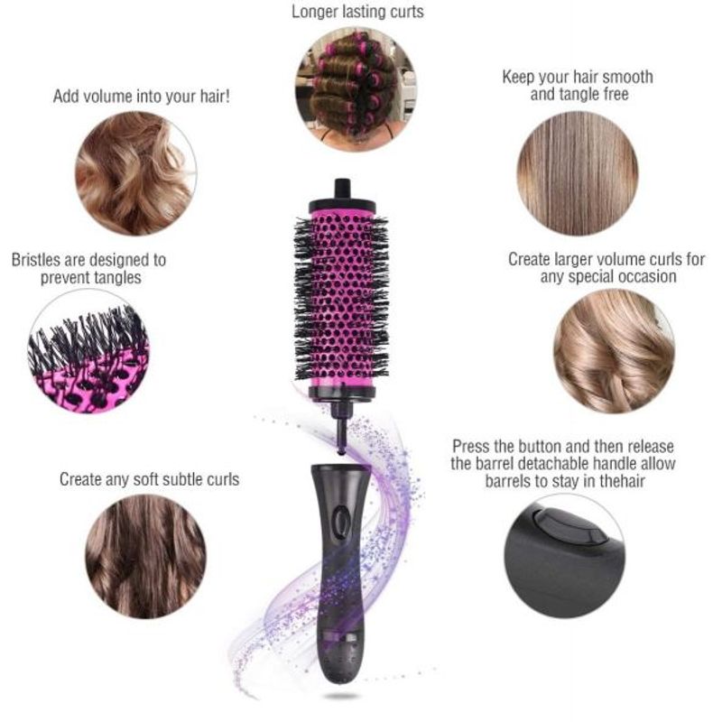 Ingrijire personala si Cosmetice - Aparate & accesorii ingrijire personala - Hair styling - Perii de par electrice - Set Perie de par cu 4 capete detasabile pentru Bucle cu Volum - Infinity.ro
