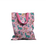 Fashion, accesorii si bijuterii - Femei - Accesorii femei - Genti si rucsacuri femei - Geanta Handmade Tote Basic, Animale Festive de Craciun, Multicolor, 43x37 cm - Infinity.ro