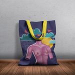 Fashion, accesorii si bijuterii - Femei - Accesorii femei - Genti si rucsacuri femei - Geanta Handmade Tote Basic, Afrodita Bust, Nori si Ploaie, Multicolor, 43x37 cm - Infinity.ro