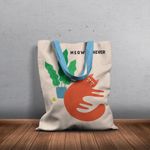 Fashion, accesorii si bijuterii - Femei - Accesorii femei - Genti si rucsacuri femei - Geanta Handmade Tote Basic, Meow or Never Pisica si Planta, Multicolor, 43x37 cm - Infinity.ro