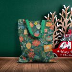 Fashion, accesorii si bijuterii - Femei - Accesorii femei - Genti si rucsacuri femei - Geanta Handmade Tote Basic, Globuri si Cadouri de Craciun, Multicolor, 43x37 cm - Infinity.ro