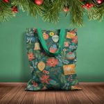 Fashion, accesorii si bijuterii - Femei - Accesorii femei - Genti si rucsacuri femei - Geanta Handmade Tote Basic, Globuri si Cadouri de Craciun, Multicolor, 43x37 cm - Infinity.ro