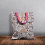 Fashion, accesorii si bijuterii - Femei - Accesorii femei - Genti si rucsacuri femei - Geanta Handmade Tote Basic, Si Pisicile adora Muzica, Multicolor, 43x37 cm - Infinity.ro