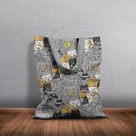 Fashion, accesorii si bijuterii - Femei - Accesorii femei - Genti si rucsacuri femei - Geanta Handmade Tote Basic, Pisicile la Job, Multicolor, 43x37 cm - Infinity.ro