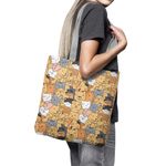 Fashion, accesorii si bijuterii - Femei - Accesorii femei - Genti si rucsacuri femei - Geanta Handmade Tote Basic, Ferma Animalelor cu Pisici, Caini, Iepuri, Arici, Testoase, Multicolor, 43x37 cm - Infinity.ro