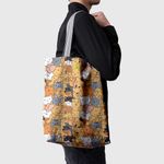 Fashion, accesorii si bijuterii - Femei - Accesorii femei - Genti si rucsacuri femei - Geanta Handmade Tote Basic, Ferma Animalelor cu Pisici, Caini, Iepuri, Arici, Testoase, Multicolor, 43x37 cm - Infinity.ro