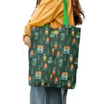 Fashion, accesorii si bijuterii - Femei - Accesorii femei - Genti si rucsacuri femei - Geanta Handmade Tote Liner cu Captuseala, Ninge in Cartier de Craciun, Multicolor, 43x37 cm - Infinity.ro