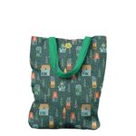 Fashion, accesorii si bijuterii - Femei - Accesorii femei - Genti si rucsacuri femei - Geanta Handmade Tote Liner cu Captuseala, Ninge in Cartier de Craciun, Multicolor, 43x37 cm - Infinity.ro