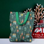 Fashion, accesorii si bijuterii - Femei - Accesorii femei - Genti si rucsacuri femei - Geanta Handmade Tote Liner cu Captuseala, Ninge in Cartier de Craciun, Multicolor, 43x37 cm - Infinity.ro