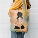 Fashion, accesorii si bijuterii - Femei - Accesorii femei - Genti si rucsacuri femei - Geanta Handmade Tote Liner cu Captuseala, Fata imbujorata, Multicolor, 45x37 cm - Infinity.ro