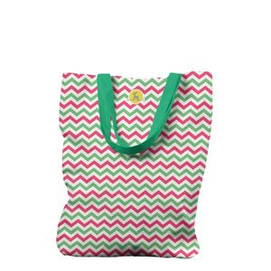 Geanta Handmade Tote Liner cu Captuseala, Zig-Zag in Culori de Craciun, Multicolor, 45x37 cm