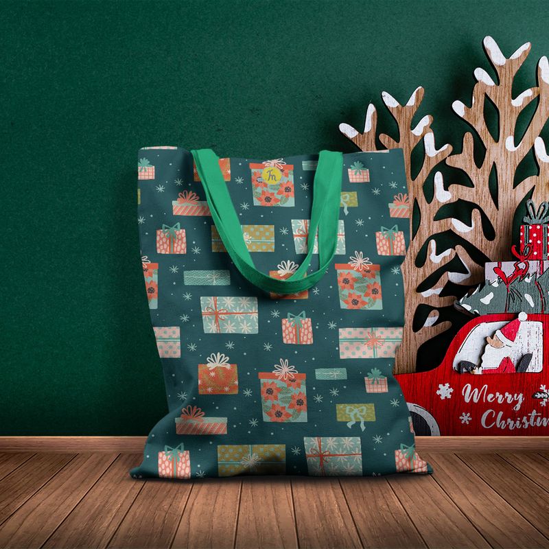 Fashion, accesorii si bijuterii - Femei - Accesorii femei - Genti si rucsacuri femei - Geanta Handmade Tote Basic, Cadouri pregatite pentru Craciun, Multicolor, 43x37 cm - Infinity.ro