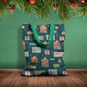 Geanta Handmade Tote Basic, Cadouri pregatite pentru Craciun, Multicolor, 43x37 cm