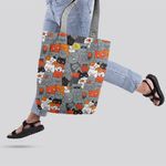 Fashion, accesorii si bijuterii - Femei - Accesorii femei - Genti si rucsacuri femei - Geanta Handmade Tote Liner cu Captuseala, Duminica cu Pisici, Multicolor, 45x37 cm - Infinity.ro
