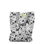 Fashion, accesorii si bijuterii - Femei - Accesorii femei - Genti si rucsacuri femei - Geanta Handmade Tote Liner cu Captuseala, Caini si Catelusi Alb Negru, 45x37 cm - Infinity.ro
