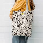 Fashion, accesorii si bijuterii - Femei - Accesorii femei - Genti si rucsacuri femei - Geanta Handmade Tote Liner cu Captuseala, Caini si Catelusi Alb Negru, 45x37 cm - Infinity.ro