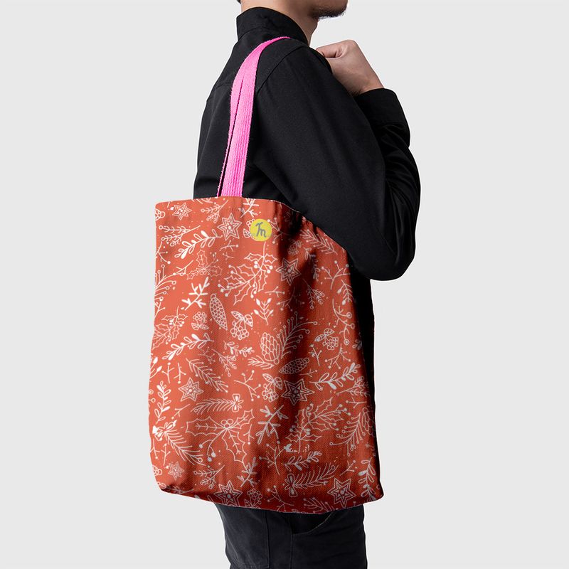 Fashion, accesorii si bijuterii - Femei - Accesorii femei - Genti si rucsacuri femei - Geanta Handmade Tote Basic, Decoratiuni de Craciun, Multicolor, 43x37 cm - Infinity.ro