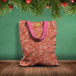 Geanta Handmade Tote Basic, Decoratiuni de Craciun, Multicolor, 43x37 cm