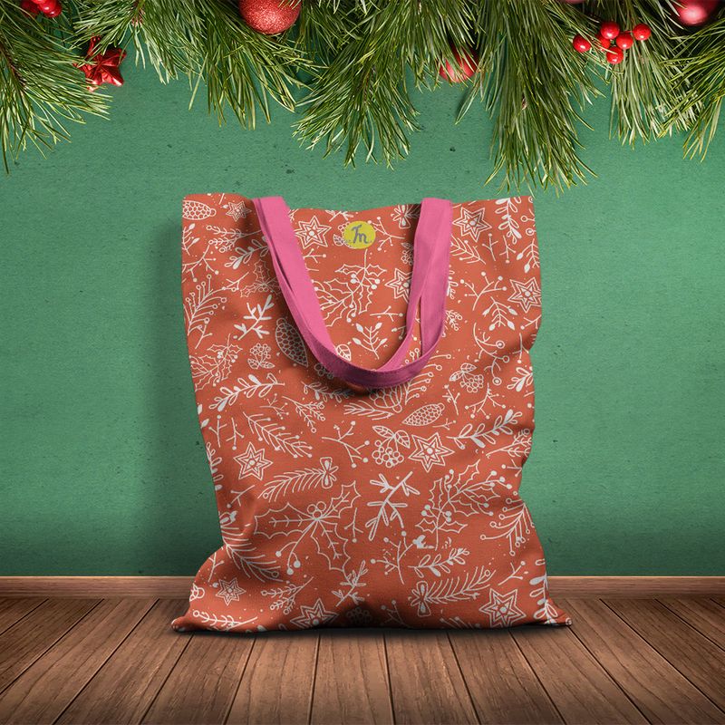 Fashion, accesorii si bijuterii - Femei - Accesorii femei - Genti si rucsacuri femei - Geanta Handmade Tote Basic, Decoratiuni de Craciun, Multicolor, 43x37 cm - Infinity.ro