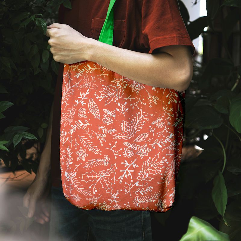 Fashion, accesorii si bijuterii - Femei - Accesorii femei - Genti si rucsacuri femei - Geanta Handmade Tote Liner cu Captuseala, Decoratiuni de Craciun, Multicolor, 45x37 cm - Infinity.ro