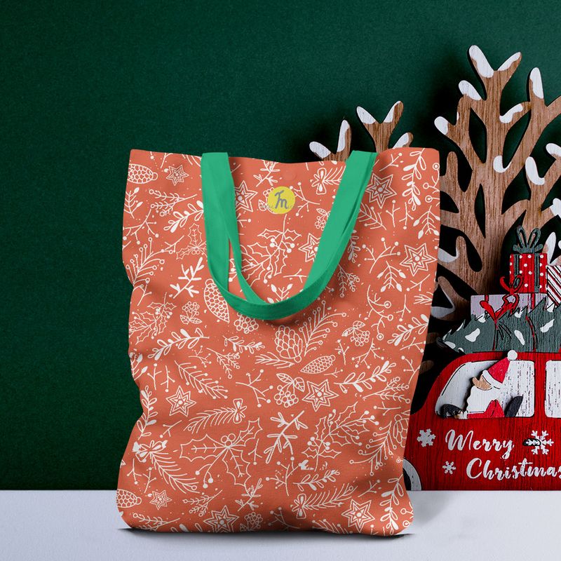 Fashion, accesorii si bijuterii - Femei - Accesorii femei - Genti si rucsacuri femei - Geanta Handmade Tote Liner cu Captuseala, Decoratiuni de Craciun, Multicolor, 45x37 cm - Infinity.ro