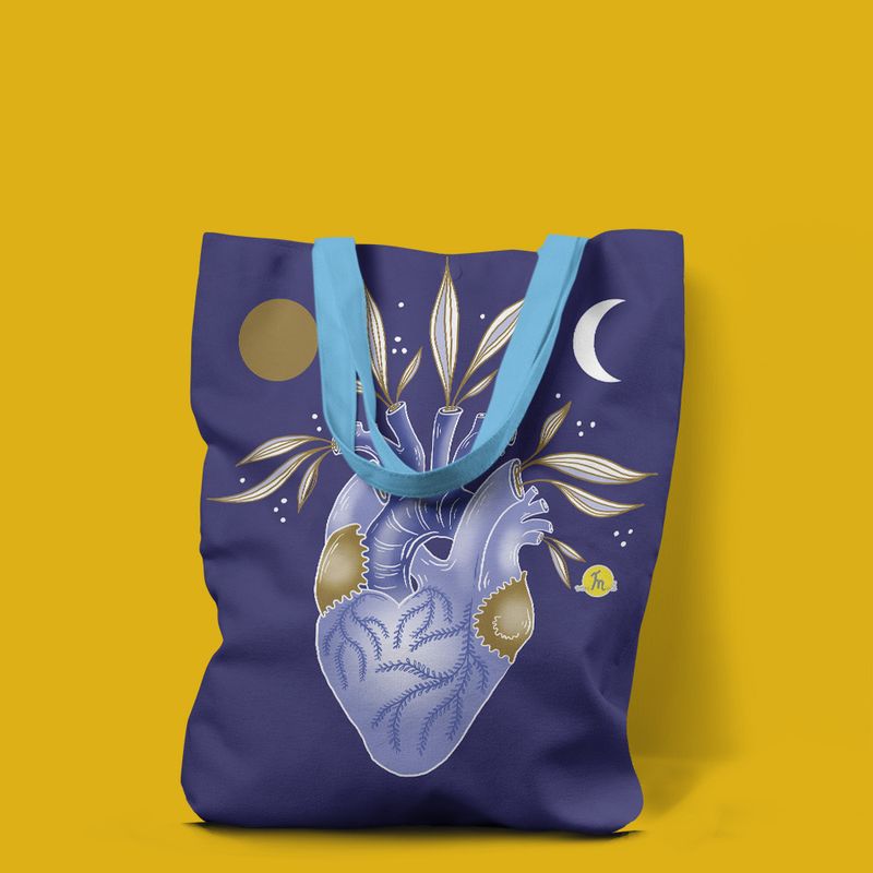 Fashion, accesorii si bijuterii - Femei - Accesorii femei - Genti si rucsacuri femei - Geanta Handmade Tote Liner cu Captuseala, Inima infloreste, Multicolor, 45x37 cm - Infinity.ro