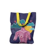 Fashion, accesorii si bijuterii - Femei - Accesorii femei - Genti si rucsacuri femei - Geanta Handmade Tote Liner cu Captuseala, Afrodita Bust, Nori si Ploaie, Multicolor, 45x37 cm - Infinity.ro