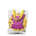 Fashion, accesorii si bijuterii - Femei - Accesorii femei - Genti si rucsacuri femei - Geanta Handmade Tote Liner cu Captuseala, Pisica Cosmica Violet cu Ochi Albastri, Multicolor, 45x37 cm - Infinity.ro