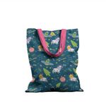 Fashion, accesorii si bijuterii - Femei - Accesorii femei - Genti si rucsacuri femei - Geanta Handmade Tote Basic, Extraterestii pregatiti de Craciun, Multicolor, 43x37 cm - Infinity.ro