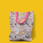 Fashion, accesorii si bijuterii - Femei - Accesorii femei - Genti si rucsacuri femei - Geanta Handmade Tote Liner cu Captuseala, Si Pisicile adora Muzica, Multicolor, 45x37 cm - Infinity.ro