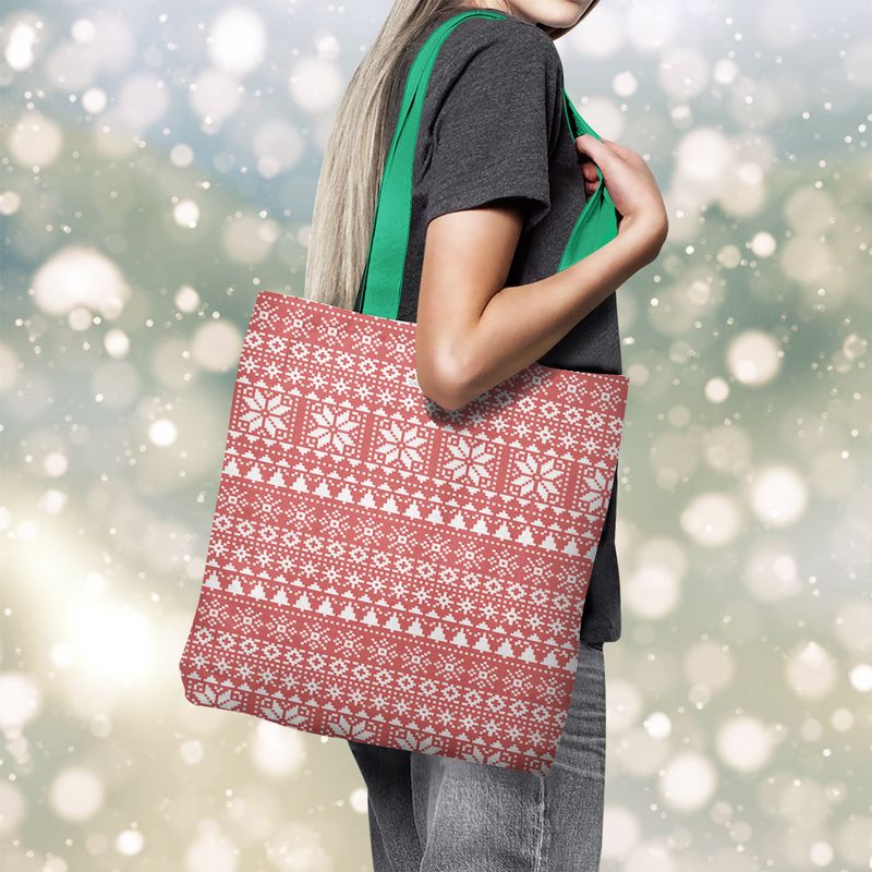 Fashion, accesorii si bijuterii - Femei - Accesorii femei - Genti si rucsacuri femei - Geanta Handmade Tote Basic, Haina lui Mos Craciun, Multicolor, 43x37 cm - Infinity.ro