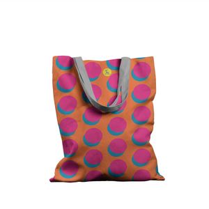 Geanta Handmade Tote Basic, Cercuri Mari, Multicolor, 43x37 cm
