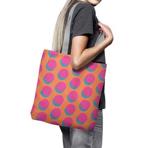 Geanta Handmade Tote Basic, Cercuri Mari, Multicolor, 43x37 cm