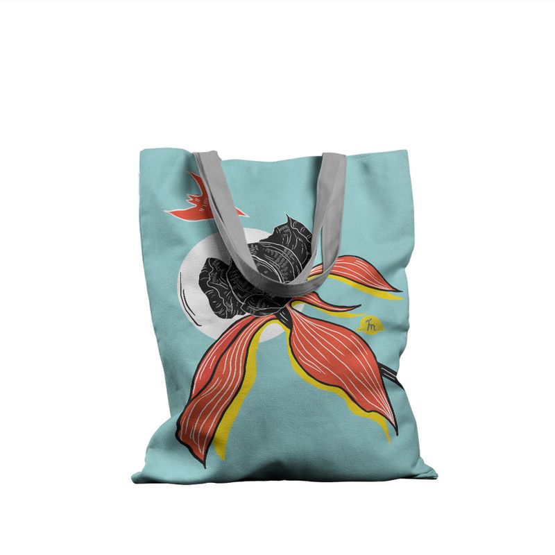 Fashion, accesorii si bijuterii - Femei - Accesorii femei - Genti si rucsacuri femei - Geanta Handmade Tote Basic, Flori de Noapte la Lumina Lunii, Multicolor, 43x37 cm - Infinity.ro