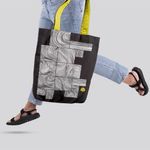 Fashion, accesorii si bijuterii - Femei - Accesorii femei - Genti si rucsacuri femei - Geanta Handmade Tote Liner cu Captuseala, Fibra de Lemn Inramata, Multicolor, 45x37 cm - Infinity.ro