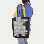 Fashion, accesorii si bijuterii - Femei - Accesorii femei - Genti si rucsacuri femei - Geanta Handmade Tote Liner cu Captuseala, Fibra de Lemn Inramata, Multicolor, 45x37 cm - Infinity.ro