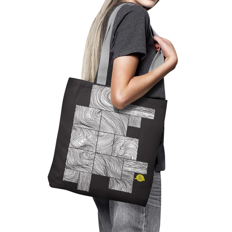 Fashion, accesorii si bijuterii - Femei - Accesorii femei - Genti si rucsacuri femei - Geanta Handmade Tote Basic, Fibra de Lemn Inramata, Multicolor, 43x37 cm - Infinity.ro