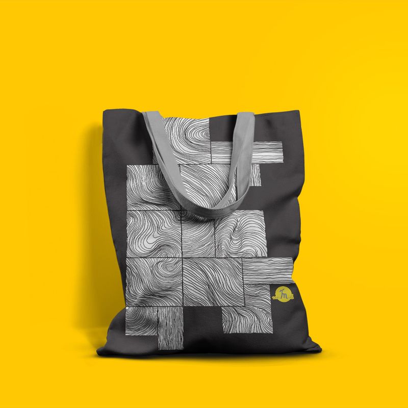 Fashion, accesorii si bijuterii - Femei - Accesorii femei - Genti si rucsacuri femei - Geanta Handmade Tote Basic, Fibra de Lemn Inramata, Multicolor, 43x37 cm - Infinity.ro